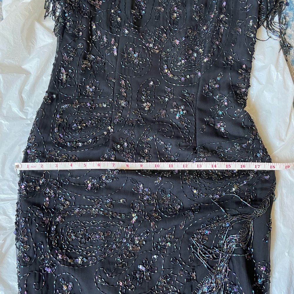 Vintage Cocktail Dress Silk Sequin Beaded - Picture 15 of 15